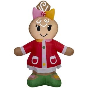 New 4'Ft Christmas Gingerbread GIRL Airblown Gemmy Yard Inflatable